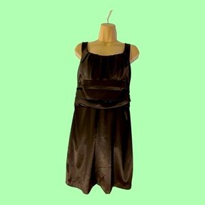 Collection Dressbarn,Black Satin Dress Sleeveless Size 10P (add sequins,lace )
